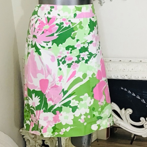 Talbots Pink and Green Pretty Skirt - Picture 2 of 8